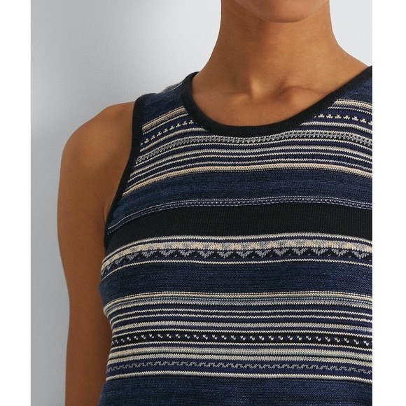 Lauren Ralph Lauren Striped Sleeveless Linen Blend Sweater Size XL - Picture 4 of 14